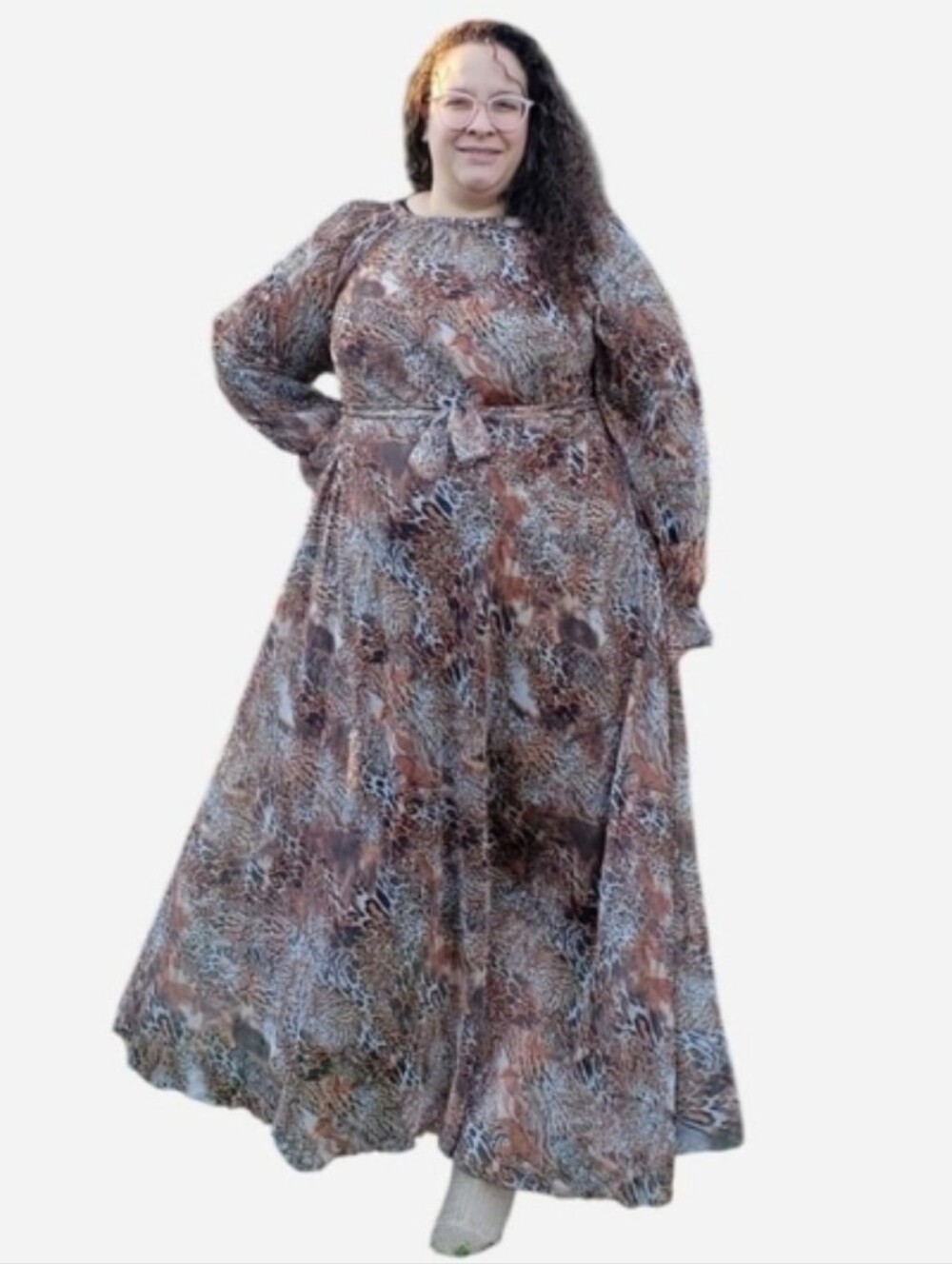 Mixed animal print chiffon dress
